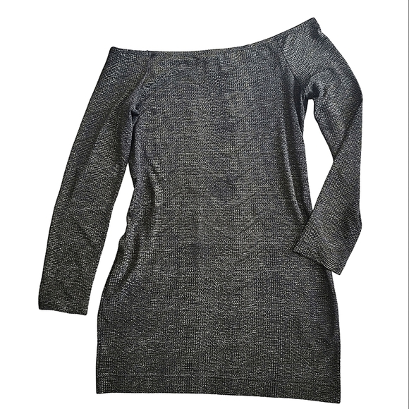 BCBGENERATION Sparkle Off Shoulder Midi Dress Size Large - Picture 5 of 8